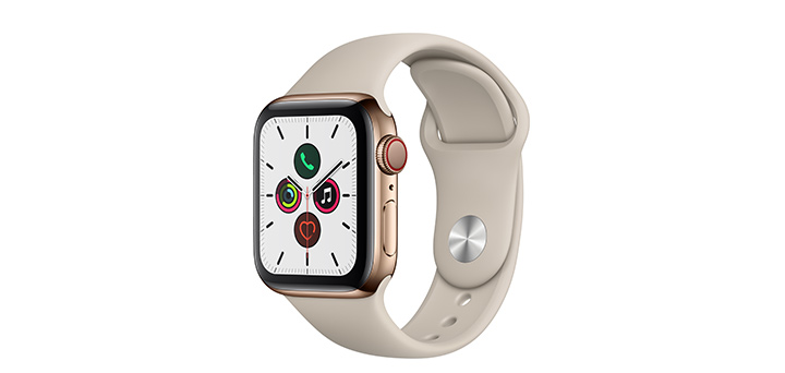 Apple Watch Series 5 40mm ゴールドステンレススチールケースとストーンスポーツバンド