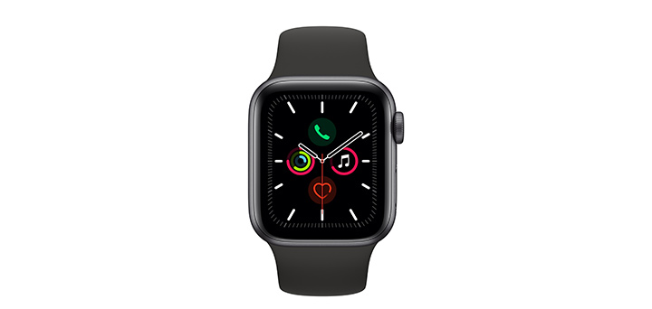 Apple Watch Series 5 40mm スペースグレイアルミニウムケースとブラックスポーツバンド