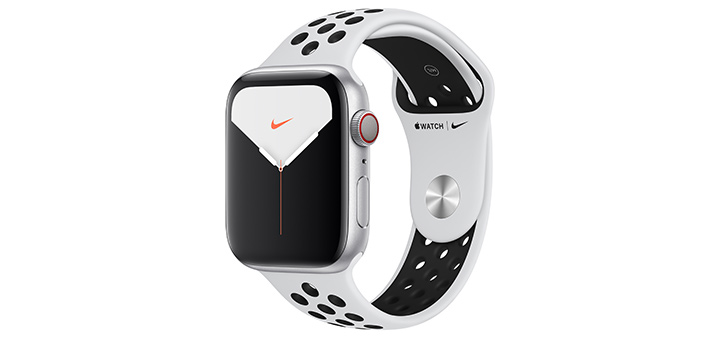 Apple Watch Nike Series 5 44mm シルバーアルミニウムケースとピュアプラチナム／ブラックNikeスポーツバンド