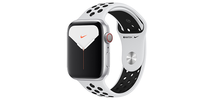 Apple Watch Nike Series 5 44mm シルバーアルミニウムケースとピュアプラチナム/ブラックNikeスポーツバンド
