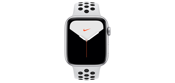 Apple Watch Nike Series 5 44mm シルバーアルミニウムケースとピュアプラチナム／ブラックNikeスポーツバンド