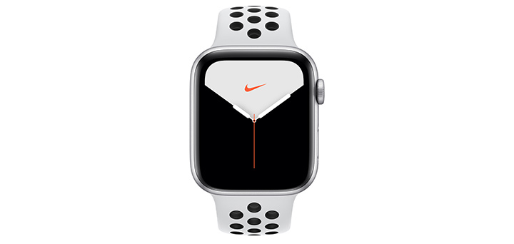 Apple Watch Nike Series 5 44mm シルバーアルミニウムケースとピュアプラチナム/ブラックNikeスポーツバンド