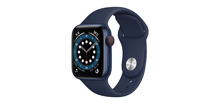 Apple Watch Series 6 40mm ブルーアルミニウムケースとディープネイビースポーツバンド
