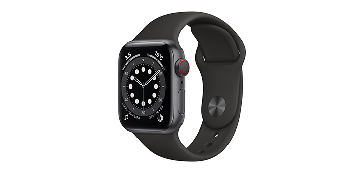 Apple Watch Series 6 40mm スペースグレイアルミニウムケースとブラックスポーツバンド