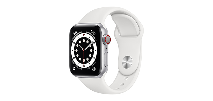 Apple Watch Series 6 40mm シルバーアルミニウムケースとホワイトスポーツバンド