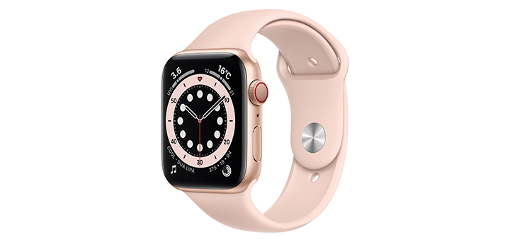 Apple Watch Series 6 44mm ゴールドアルミニウムケースとピンクサンドスポーツバンド