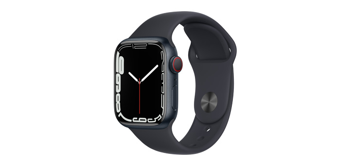 Apple Watch Series 7 41mm ミッドナイトアルミニウムケースとミッドナイトスポーツバンド