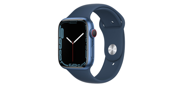 Apple Watch Series 7 45mm ブルーアルミニウムケースとアビスブルースポーツバンド