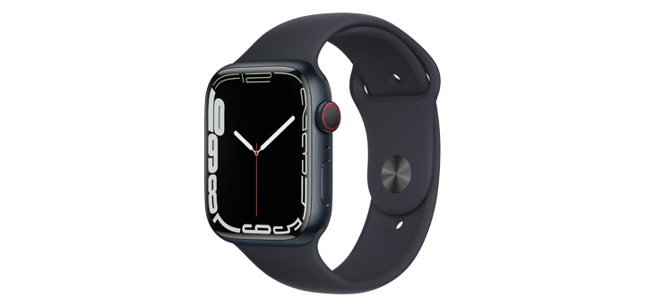 Apple Watch Series 7 45mm ミッドナイトアルミニウムケースとミッドナイトスポーツバンド