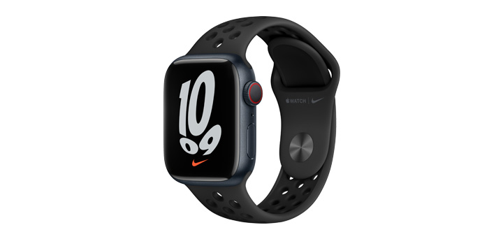 Apple Watch Nike Series 7 41mm ミッドナイトアルミニウムケースとアンスラサイト／ブラックNikeスポーツバンド