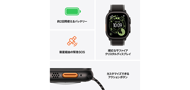 Apple Watch Ultra 3 49mm ブラックチタニウムケースとブラックオーシャンバンド