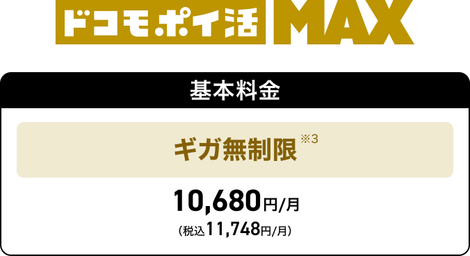 基本料金11,748円/月(税込)ギガ無制限