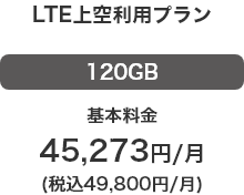 LTE上空利用プラン 120GB 基本料金 45,273円／月 （税込49,800円／月）