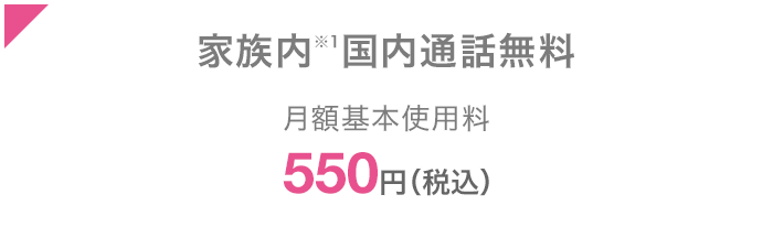 家族内*1国内通話無料 月額基本使用料550円（税込）