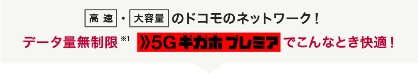 高速・大容量のドコモのネットワーク!データ量無制限(※1)5Gギガホ プレミアでこんなとき快適!