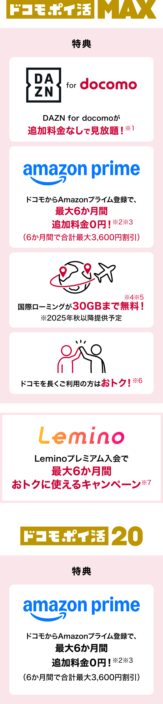 ドコモ ポイ活 MAX／ドコモ ポイ活 20_特典詳細