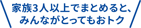 家族3人以上でまとめると、みんながとってもおトク