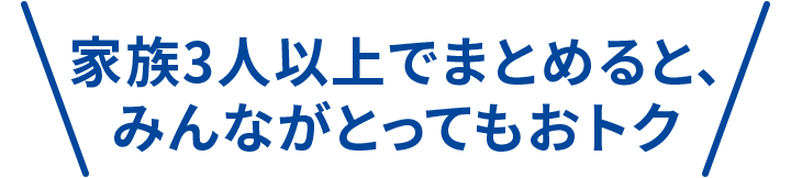 家族3人以上でまとめると、みんながとってもおトク