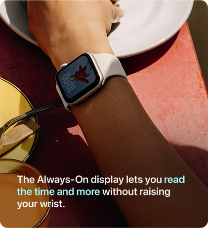 The Always-On display lets you read the time and more without raising your wrist.