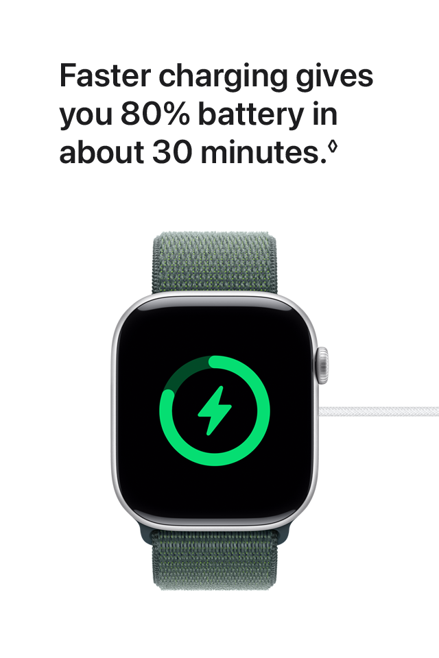 Faster charging gives you 80% battery in about 30 minutes.