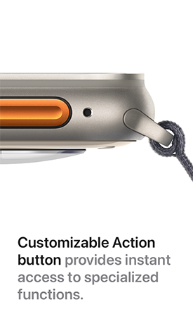 Customizable Action button provides instant  access to specialized functions.