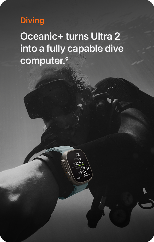 Diving Oceanic+ turns Ultra 2 into a fully capable dive computer.