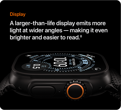Display A larger-than-life display emits more light at wider angles &mdash; making it even brighter and easier to read.