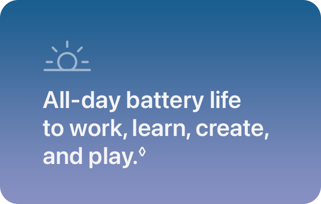 All-day battery life to work, learn, create, and play.&loz;