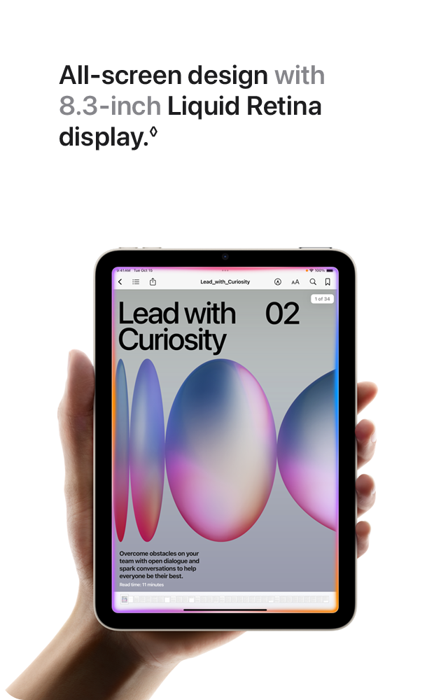 All-screen design with 8.3-inch Liquid Retina display.