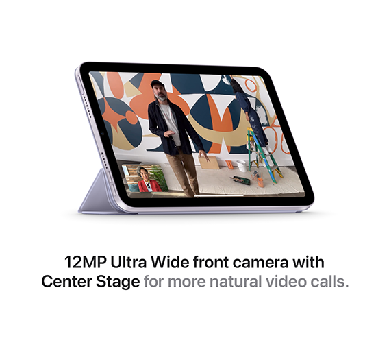 12MP Ultra Wide front camera with Center Stage for more natural video calls.