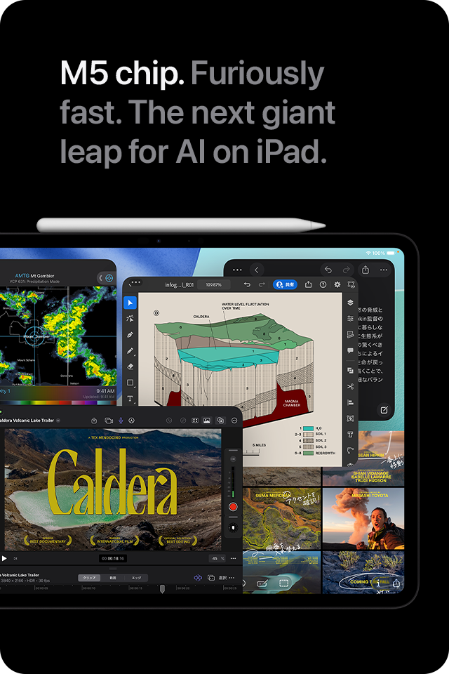 M5 chip. Furiously fast. The next giant leap for AI on iPad.