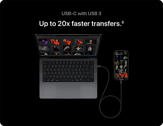 USB-C with USB 3 Up to 20x faster transfers.