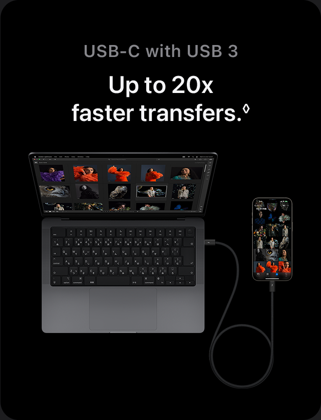 USB-C with USB 3 Up to 20x faster transfers.