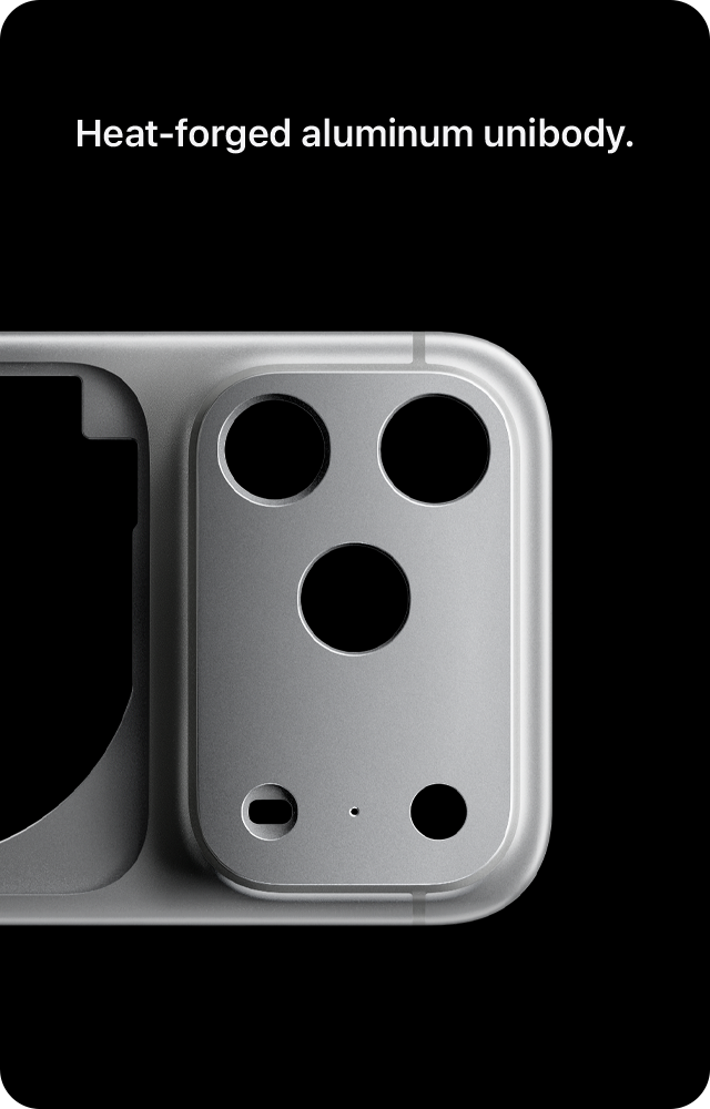 Heat-forged aluminum unibody.