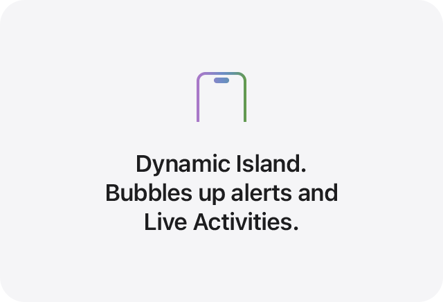 Dynamic Island. Bubbles up alerts and Live Activities.