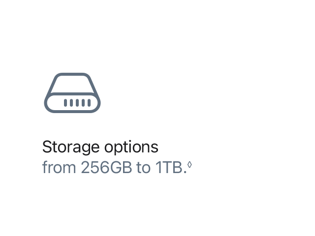 Storage options from 256GB to 1TB.