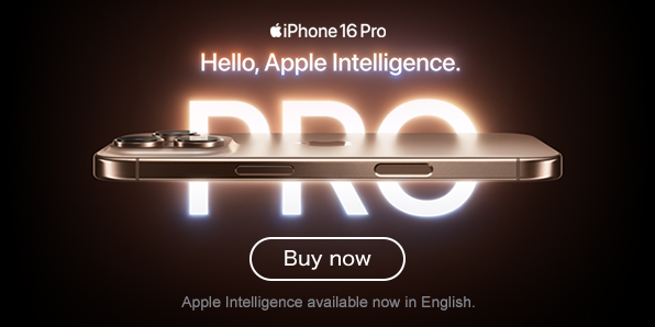 iPhone 16 Pro Hello,Apple Intelligence. Apple Intelligence available now in English. Buy now