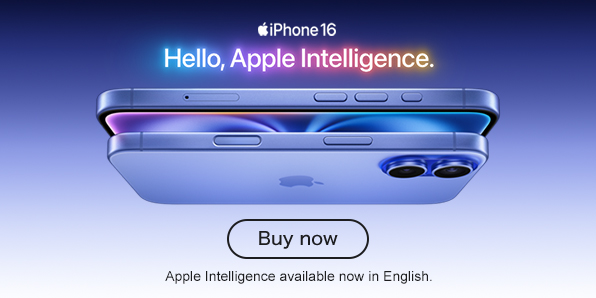 iPhone 16 Hello,Apple Intelligence. Apple Intelligence available now in English. Buy now