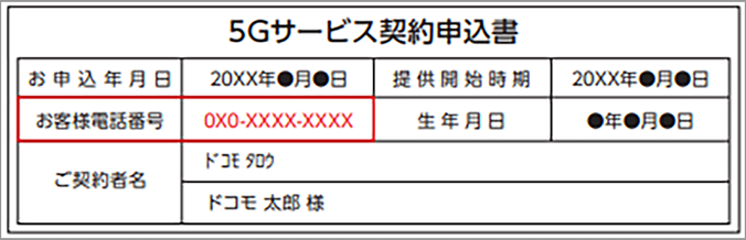 5Gサービス契約申込書のイメージ画像