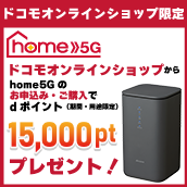 【ドコモオンラインショップ限定】home 5G お申込みdポイントプレゼント特典