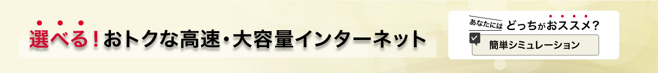 選べる！おトクな高速・大容量インターネット あなたにはどっちがおススメ？ 簡単シミュレーション