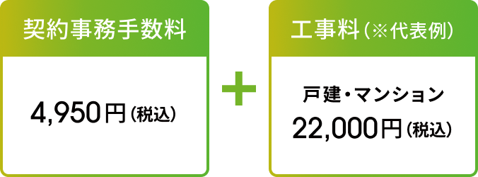 契約事務手数料4,950円(税込)+工事料(※代表例)戸建・マンション:22,000円(税込)