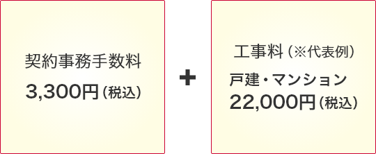 契約事務手数料4,950円(税込)+工事料(※代表例)戸建・マンション:28,600円(税込)