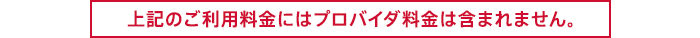 上記のご利用料金にはプロバイダ料金は含まれません。