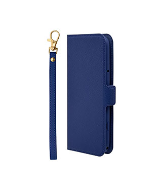 らくらくスマートフォン F-53E スタンドレザーフリップケース<ネイビー>
