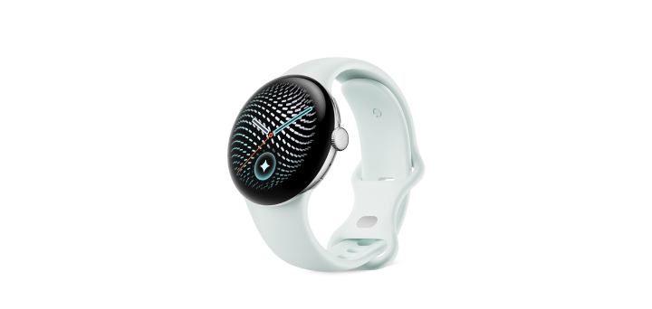 Google Pixel Watch 5（41 mm）Polished Silver アルミケース／Fog アクティブバンド（第 2 世代） 