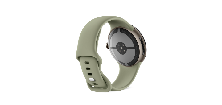 Google Pixel Watch 5（45 mm）Satin Pyrite アルミケース／Olive アクティブバンド（第 2 世代） 