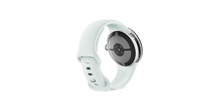 Google Pixel Watch 5（41 mm）Polished Silver アルミケース／Fog アクティブバンド（第 2 世代） 