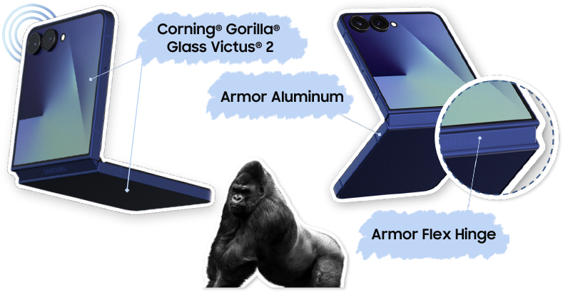 Samsung Galaxy Z Flip7のタフネスさを表現したイメージ画像