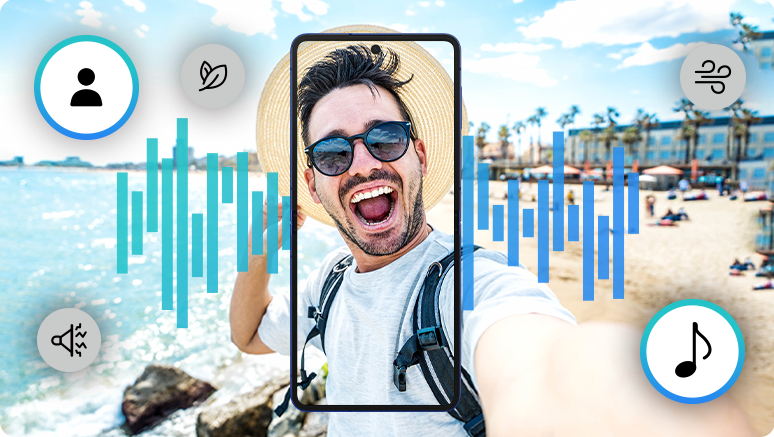 動画のなかの雑音を削除して、人物の音声にフォーカスしているイメージ画像
